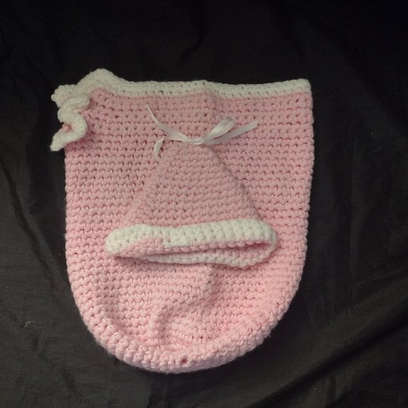 Baby Cocoon Set Newborn baby cocoon and hat set, baby shower, crochet NEW